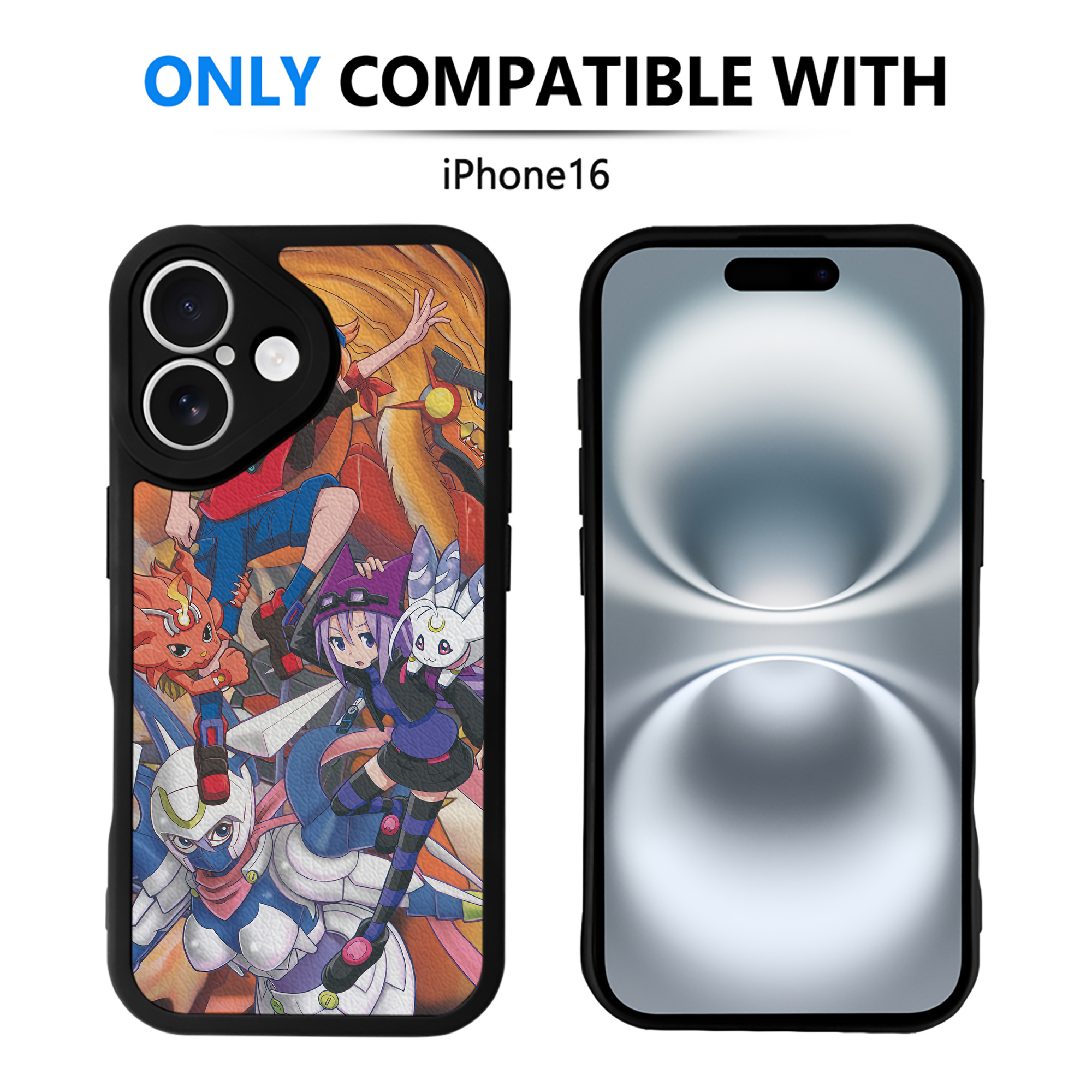 （画像用） Digimon デジタルモンスター/デジモン 【iPhone 16シリーズ対応】シリコンスマホケース（レザー調） 材質：シリコン
